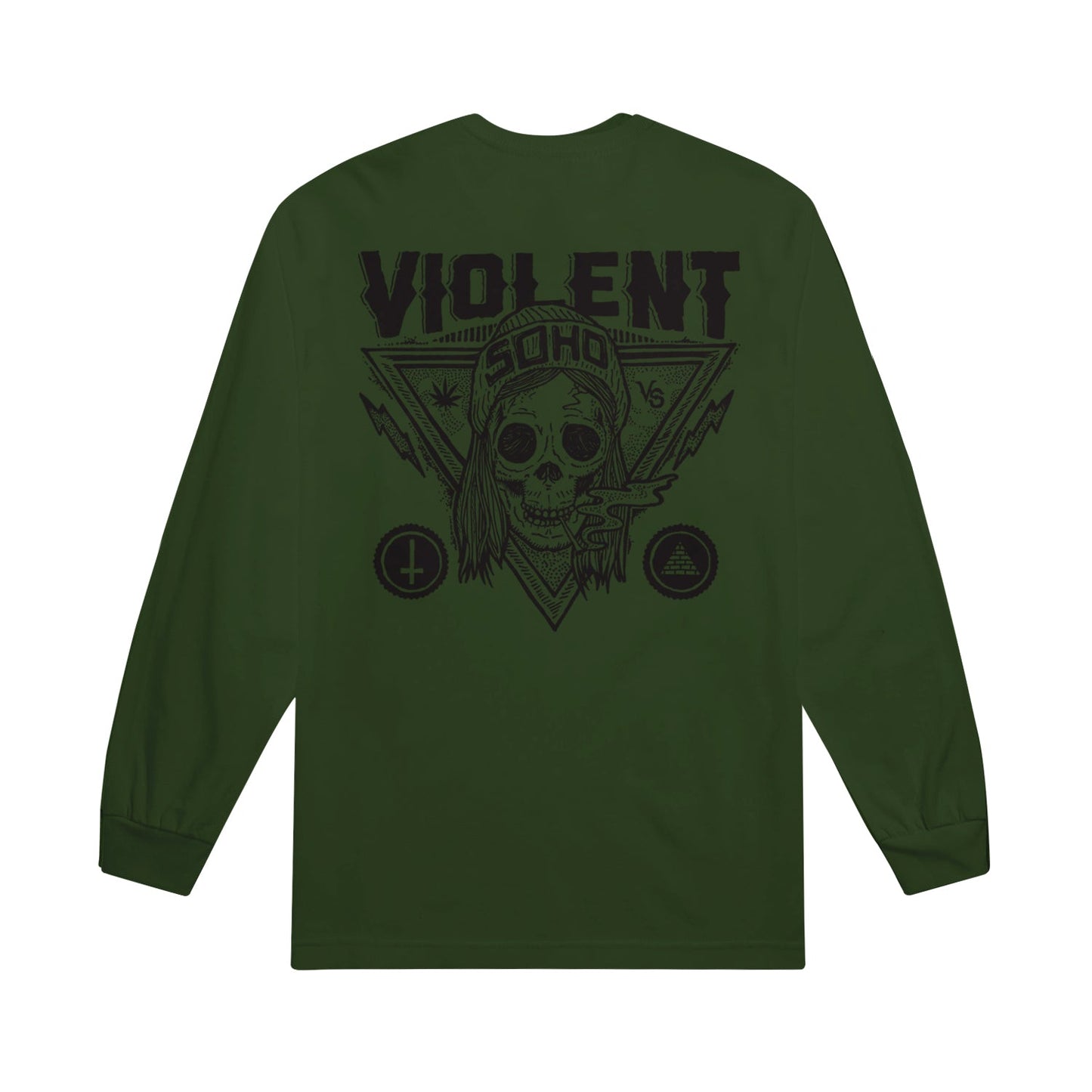 Blazin' Skull Forest Green - Long Sleeve