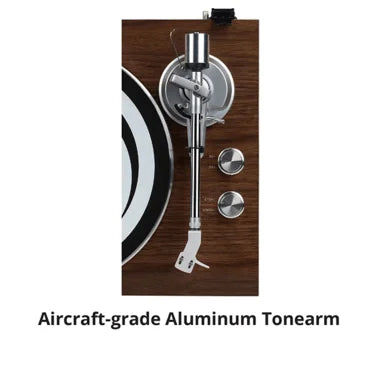 Dayton Audio Bluetooth 2-Speed Belt-Drive Turntable with USB and Audio-Technica AT-VM95E Cartridge (Brown)