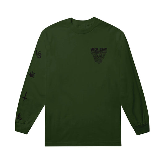 Blazin' Skull Forest Green - Long Sleeve